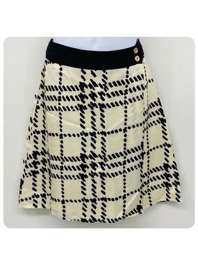LILLY Pulitzer black and white silk wrap a-line geometric print skirt size 4